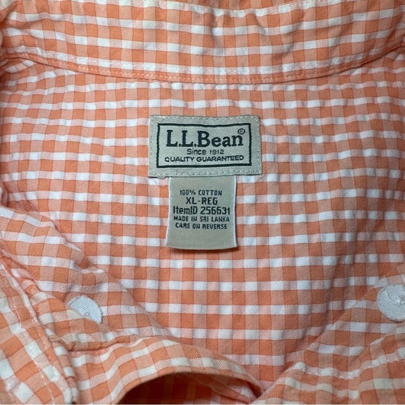 LL Bean Men's Orange Checkered Shirt size XL - Picture 3 of 10